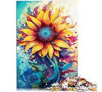 Rompecabezas de 1000 piezas para adultos, pintura de girasol, interesante, reducción del estrés, 38 x 52 cm, análisis y lógica