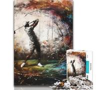 Rompecabezas de 1000 Piezas para Adultos Pintura de Golf Rompecabezas para Adolescentes Juego de Preguntas decoración de Pared cumpleaños y Navidad 26x38cm