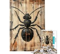 Rompecabezas de 1000 Piezas para Adultos Pintura de Hormigas sobre Panel de Madera Rompecabezas para Adultos Juegos Divertidos de análisis y lógica difíciles y desafiantes (tamaño 38x26cm)