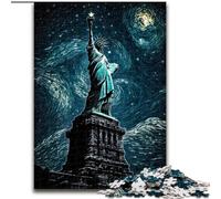 Rompecabezas de 1000 Piezas para Adultos, Pintura de la Estatua de la Libertad en Madera, navideño, Obra de Arte humorística, 50x75cm, Ideal para cumpleaños, Navidad y Halloween