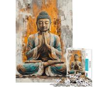Rompecabezas de 1000 Piezas para Adultos Pintura de meditación de Buda Rompecabezas para Adultos Juego de ingenio antiestrés interacción Entre Padres e Hijos (tamaño 38x26cm)