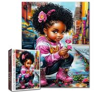 Rompecabezas de 1000 piezas para adultos, pintura de niña afroamericana, rompecabezas de 1000 piezas para niños afroamericanos, rompecabezas de 1000 piezas, encantador, África, manualidades