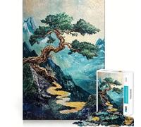 Rompecabezas de 1000 Piezas para Adultos Pintura de Paisaje de montaña con árbol bonsái,Piezas de Corte Limpio,Actividad Cerebral Inteligente,diversión para Momentos de Calma,Regalo artístico