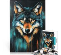 Rompecabezas de 1000 Piezas para Adultos “Pintura de Retrato de Lobo” Madera,para Mayores de 14 años Juguete de desafío de Juego Educativo Una Obra de Arte。tamaño:50x75cm/19.68x29.52pulgada