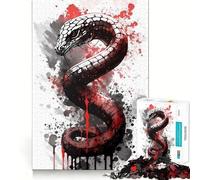 Rompecabezas de 1000 Piezas para Adultos,Pintura de Tinta Black Mamba,decoración de Ajuste Limpio,Actividad Cerebral Divertida,Juego Acogedor,Regalo Festivo de Ocio 50x75cm