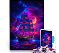 Rompecabezas de 1000 Piezas para Adultos Pintura de un Atardecer en un velero Juegos Divertidos Interacción Entre Padres e Hijos 75x50cm