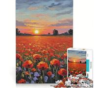 Rompecabezas de 1000 Piezas para Adultos Pintura de un Campo de Amapolas al Atardecer Juegos educativos decoración para el hogar colección de Artistas Bellas Artes 38x52cm