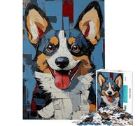 Rompecabezas de 1000 Piezas para Adultos Pintura de un Corgi Sonriente Rompecabezas para Adultos Juegos relajantes Vacaciones en casa Matar el Tiempo desafiante para completar (tamaño 50x75cm)