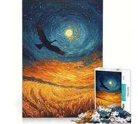 Rompecabezas de 1000 Piezas para Adultos: Pintura de un pájaro Volando sobre un Campo Dorado Juego de ingenio, dificultad Alta, Ideal para Fortalecer el Amor en Pareja 38x52cm