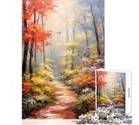 Rompecabezas de 1000 Piezas para Adultos Pintura de un Sendero en el Bosque Rompecabezas de 1000 Piezas Juegos educativos Obra de Arte Regalo Actividades Familiares (38x52cm)