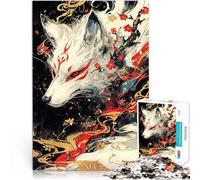 Rompecabezas de 1000 Piezas para Adultos Pintura de Zorro Kitsune Juguete Educativo Intelectual descompresor Ideas de Regalos 75x50cm