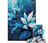 Rompecabezas de 1000 Piezas para Adultos Pintura Floral Abstracta Azul y Blanca Rompecabezas de 1000 Piezas Juguetes didácticos para armar Regalos educativos de Navidad y cumpleaños (38x26cm)