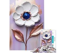 Rompecabezas de 1000 piezas para adultos pintura floral blanca texturizada - turquesa (u Copper Impasto Art con Palett) juguetes adictivos para cultivar la paciencia juego de ingenio para la diversión