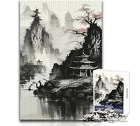 Rompecabezas de 1000 Piezas para Adultos, Pintura Japonesa con Lavado de Tinta, relájese Durante el Tiempo Libre, Corte Limpio, sin Costuras, Juguete Entrelazado, tamaño 38x52cm