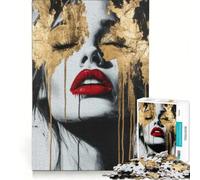 Rompecabezas de 1000 Piezas para Adultos Pintura Lágrimas Doradas, Juego Imposible, análisis y lógica, fortalece el Amor Entre Parejas 38x52cm