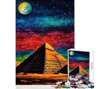 Rompecabezas de 1000 Piezas para Adultos pirámide bajo el Cielo Nocturno decoración del hogar Juguetes Regalos para Mujeres y Hombres Juego de ingenio difícil y desafiante tamaño 50x75cm