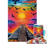 Rompecabezas de 1000 Piezas para Adultos Pirámide de Chichén Itzá al Atardecer Ayuda a ejercitar el Cerebro y Alivia el estrés Juego Familiar para Mayores de 14 años 50x75cm
