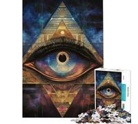 Rompecabezas de 1000 Piezas para Adultos Pirámide del Ojo Que Todo lo Ve Un desafío Educativo Una Obra de Arte Juguetes antiestrés para Mayores de 14 años (50x75cm)