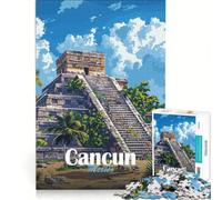 Rompecabezas de 1000 Piezas para Adultos Pirámide Maya de Cancún, Juguetes antiestrés, Regalo de cumpleaños, cumpleaños 38x52cm