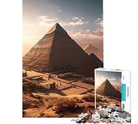 Rompecabezas de 1000 Piezas para Adultos Pirámides al Atardecer en Giza Diversión en casa desafío difícil Juguetes de decoración para el hogar para Mayores de 14 años (38x52cm)