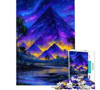 Rompecabezas de 1000 Piezas para Adultos Pirámides de Noche Rompecabezas para Adultos Juegos relajantes Regalo de cumpleaños difícil y desafiante (tamaño 38x26cm)
