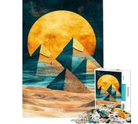 Rompecabezas de 1000 Piezas para Adultos Pirámides Doradas Fantasía Aura del Desierto Arte Rompecabezas para Adultos Juego Familiar Decoración de Pared Actividades Divertidas en Casa (Tamaño 50x75cm)