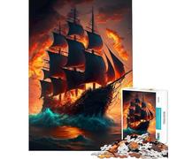 Rompecabezas de 1000 Piezas para Adultos Piratas del Océano Diversión en casa decoración artística para el hogar Juego de ingenio para Mayores de 14 años (38x52cm)