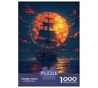Rompecabezas De 1000 Piezas para Adultos Pirate Ship Full Moon Ocean-1 Rompecabezas para Adultos: Un Juego Práctico, Divertido Y Un Desafío Educativo con Humor 52x38cm/1000pcs
