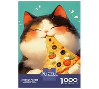 Rompecabezas De 1000 Piezas para Adultos Pizza Loving Calico Cat Rompecabezas para Adolescentes Juguetes De Bricolaje Que Mejoran La Memoria Regalos De Cumpleaños Y Únicos 38x26cm/1000pcs