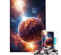 Rompecabezas de 1000 Piezas para Adultos Planeta cósmico ardiente con nebulosas Un desafío Educativo Ideal para Mujeres Juego práctico para Mayores de 14 años 38x52cm
