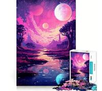 Rompecabezas de 1000 Piezas para Adultos,Planeta del Espacio Exterior,píxeles,articulaciones Suaves,Divertido Rompecabezas de lógica,Juego Casual,Escena navideña,Arte (38x26cm)