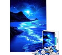 Rompecabezas de 1000 Piezas para Adultos Playa a la luz de la Luna Divertido Juego Educativo Juguete desafiante Gran Regalo desafío difícil (tamaño 50x75cm)
