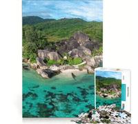 Rompecabezas de 1000 Piezas para Adultos Playa en la Isla Tropical de Seychelles Juego de ingenio Corte de precisión colección de Artistas Bellas Artes 38x26cm