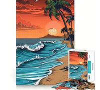 Rompecabezas de 1000 Piezas para Adultos Playa,Palmeras,decoración Ideal,Juego para concentrarse,Juego Relajante,Escena navideña (38x52cm)