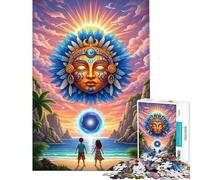 Rompecabezas de 1000 Piezas para Adultos Playa Tropical con Dios del Sol y Portal Rompecabezas para Adolescentes Juegos relajantes Regalo de cumpleaños para Amigos y Familiares (tamaño 50x75cm)