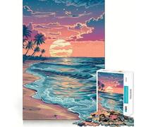 Rompecabezas de 1000 Piezas para Adultos Playa Tropical con Palmeras, Piezas de Corte Limpio, Juego de Habilidad Mental, Momento de relajación, Divertido, Escena navideña (50x75cm)