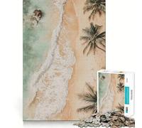 Rompecabezas de 1000 Piezas para Adultos Playa Tropical, Vista aérea, Corte nítido, Manualidades, Juego de concentración, Regalo, Juego de Ocio, Escena navideña, Arte (38x52cm)