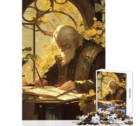 Rompecabezas de 1000 Piezas para Adultos Poeta escribiendo poemas decoración del hogar Juguetes Obra de Arte Regalo Juegos Familiares con póster a Juego y Hoja de Trivia tamaño 38x26cm