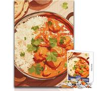 Rompecabezas de 1000 Piezas para Adultos, Pollo Tikka Masala con arroz, Juego de desafío único, Actividades Familiares, Regalos de cumpleaños, tamaño 50x75cm