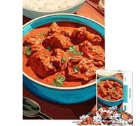 Rompecabezas de 1000 Piezas para Adultos Pollo Tikka Masala con arroz Juegos Familiares Desafío de Inteligencia Cerebral Juguetes adictivos Gran Regalo para la diversión Familiar (tamaño 38x26cm)
