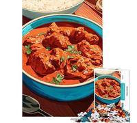 Rompecabezas de 1000 Piezas para Adultos Pollo Tikka Masala con arroz Juegos relajantes Juguetes educativos Regalos de Amigo Invisible Actividades Familiares (Tamaño 50x75cm)