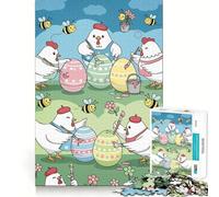 Rompecabezas de 1000 Piezas para Adultos Pollos pintando Huevos de Pascua,Arte de Corte Exacto,Juego Creativo,Juguete,Juego para Relajarse, Tranquilo (50x75cm)