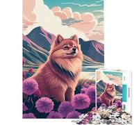 Rompecabezas de 1000 Piezas para Adultos Pomerania Naturaleza Juguete con Pompones Juego Intelectual Juego de ingenio Análisis y lógica Excelentes Regalos y Juguetes (Tamaño 75x50cm)