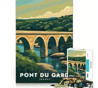 Rompecabezas de 1000 Piezas para Adultos Pont Du Gard Francia Juego Divertido para ejercitar la Mente Juego Casual para divertirse en cumpleaños (38x26cm)