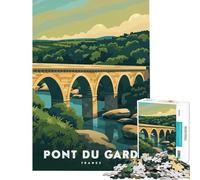 Rompecabezas de 1000 Piezas para Adultos Pont Du Gard Francia Juguetes Juegos educativos Juego práctico Aprendizaje Regalos educativos Ideas (Tamaño 38x52cm)