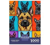 Rompecabezas De 1000 Piezas para Adultos Pop Art German Shepherd Rompecabezas para Adolescentes Juego Práctico Desafío Difícil Regalo De Cumpleaños, Regalos, 70x50cm/1000pcs