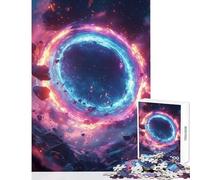 Rompecabezas de 1000 Piezas para Adultos Portal cósmico de neón con asteroides Juguete de decoración de Pared Gran Regalo y Juguetes para Juegos educativos de cumpleaños y Navidad Tamaño 50x75cm