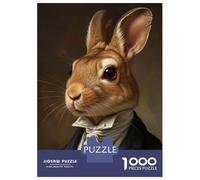 Rompecabezas De 1000 Piezas para Adultos Portrait of A Rabbit in Formal Attire Rompecabezas para Adolescentes Juego De Ingenio Análisis Y Lógica Difícil Y Desafiante 38x26cm/1000pcs