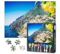 Rompecabezas de 1000 piezas para adultos, Positano, Italia, paisaje, ciudad costera, vintage, italiano, centro turístico, limonera, viaje, arte, rompecabezas de 27.5 x 19.7 pulgadas