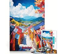 Rompecabezas de 1000 Piezas para Adultos,póster artístico Bukchon,Juego Divertido para desarrollar la Capacidad de razonamiento,Tiempo de Ocio,Actividad de cumpleaños (50x75cm)